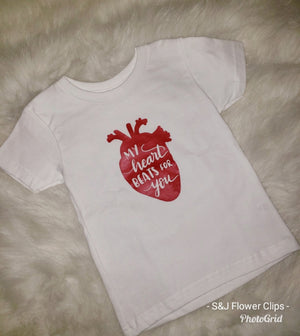 My Heart Beats For You Valentines Boys Shirt Girls Shirt