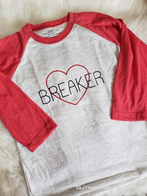 Heartbreaker Valentine's Raglan Boys Shirt Girls Shirt