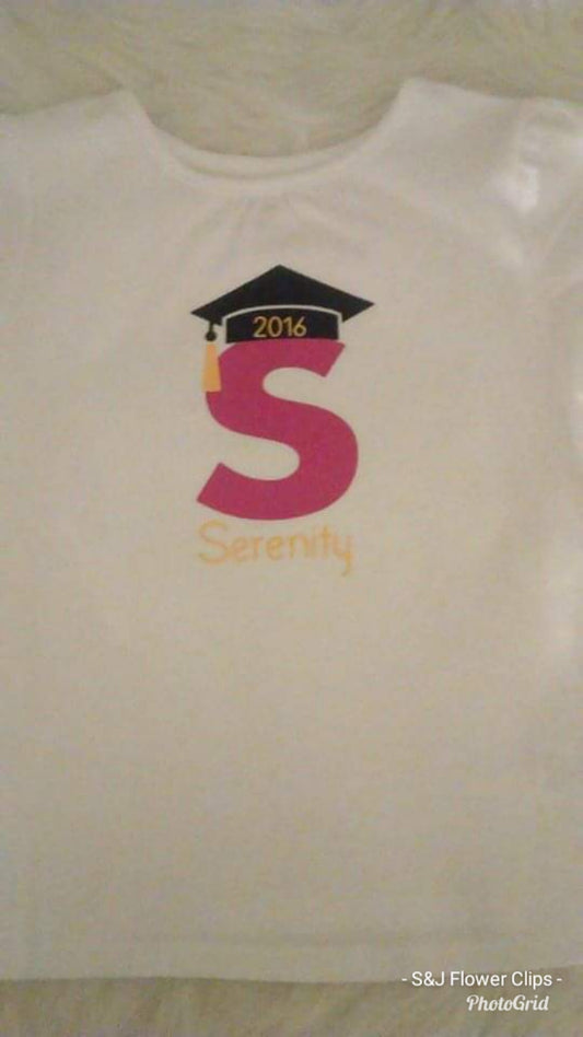 Kids White Little Grad Personalized Shirt