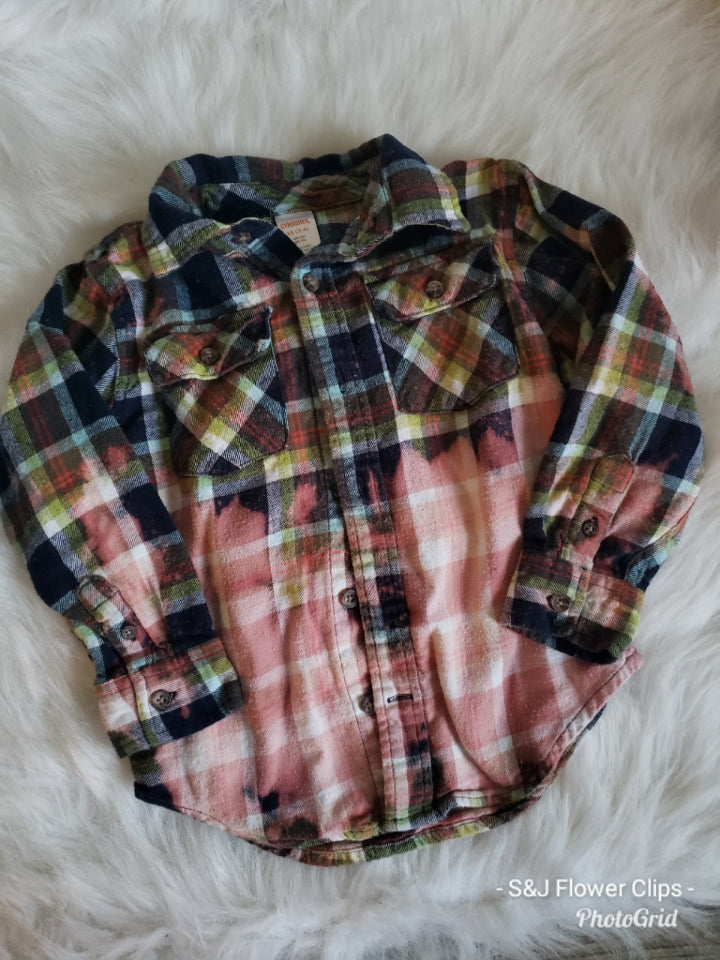 Kids Acid Flannel Shirts Boys Girls Green Plaid