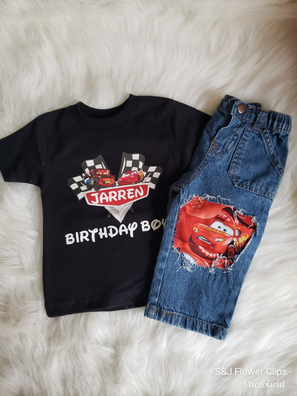 Disney Lighting McQueen Boys Distressed Jeans