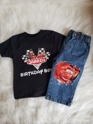 Disney Lighting McQueen Boys Distressed Jeans