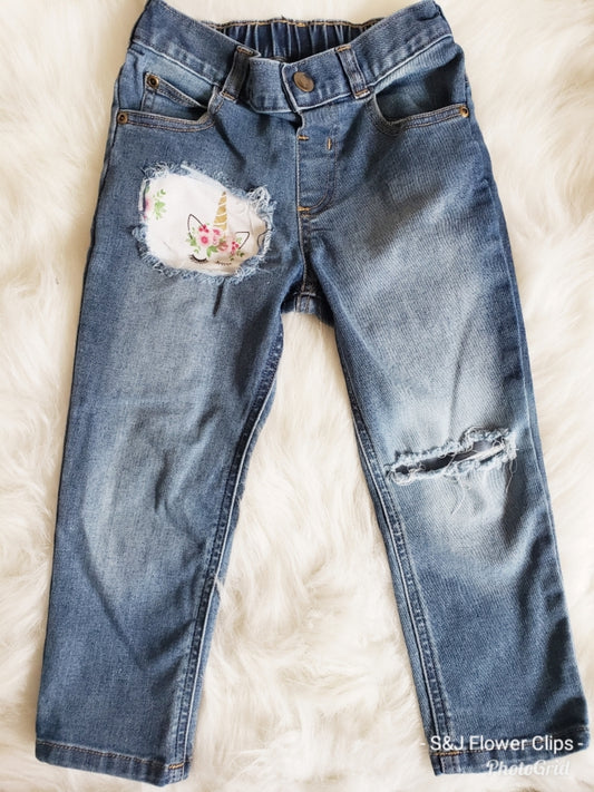 Unicorn Girls Distressed Jeans