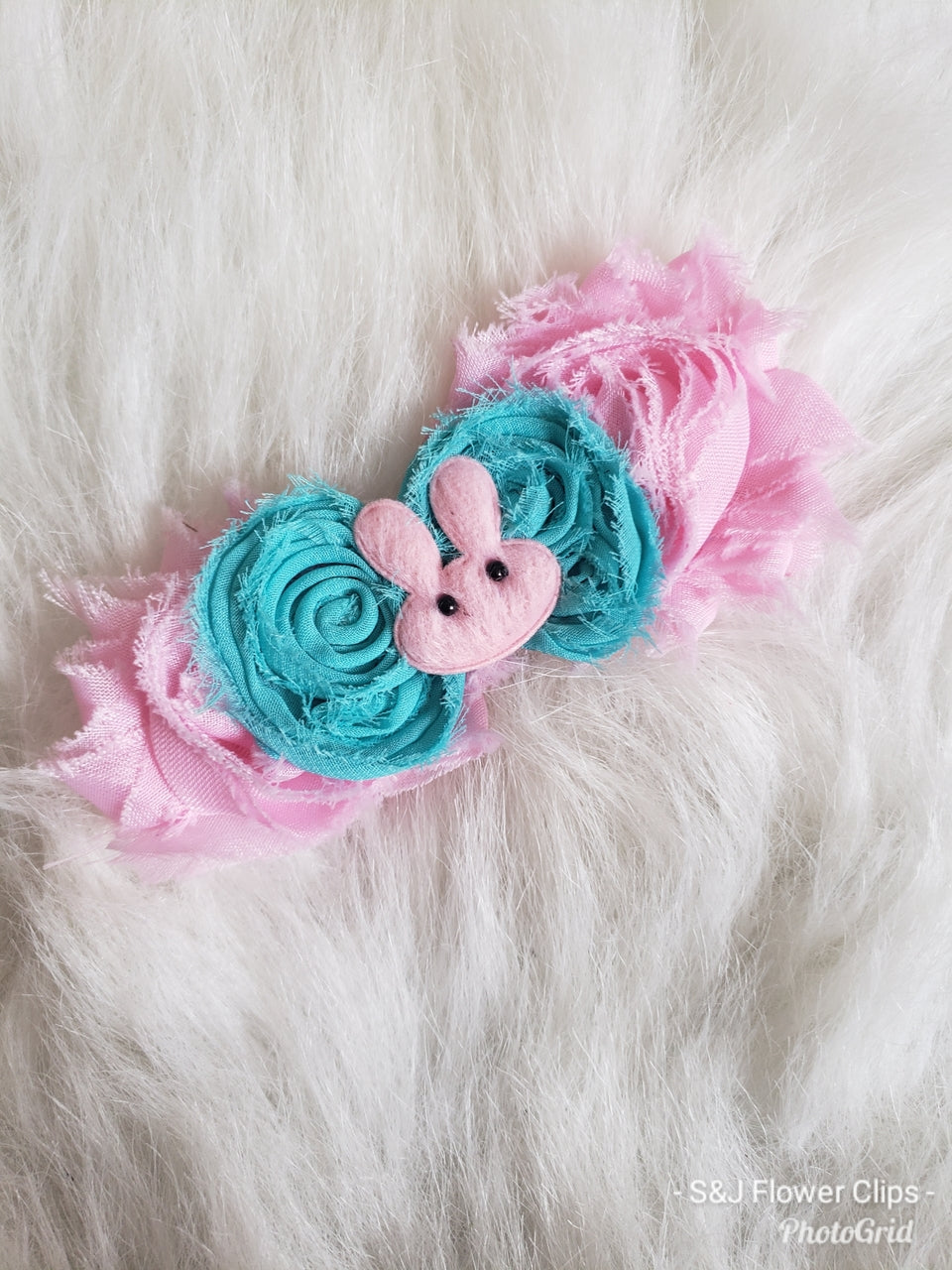 Easter Pink Blue Bunny Bow Discontinued RTS