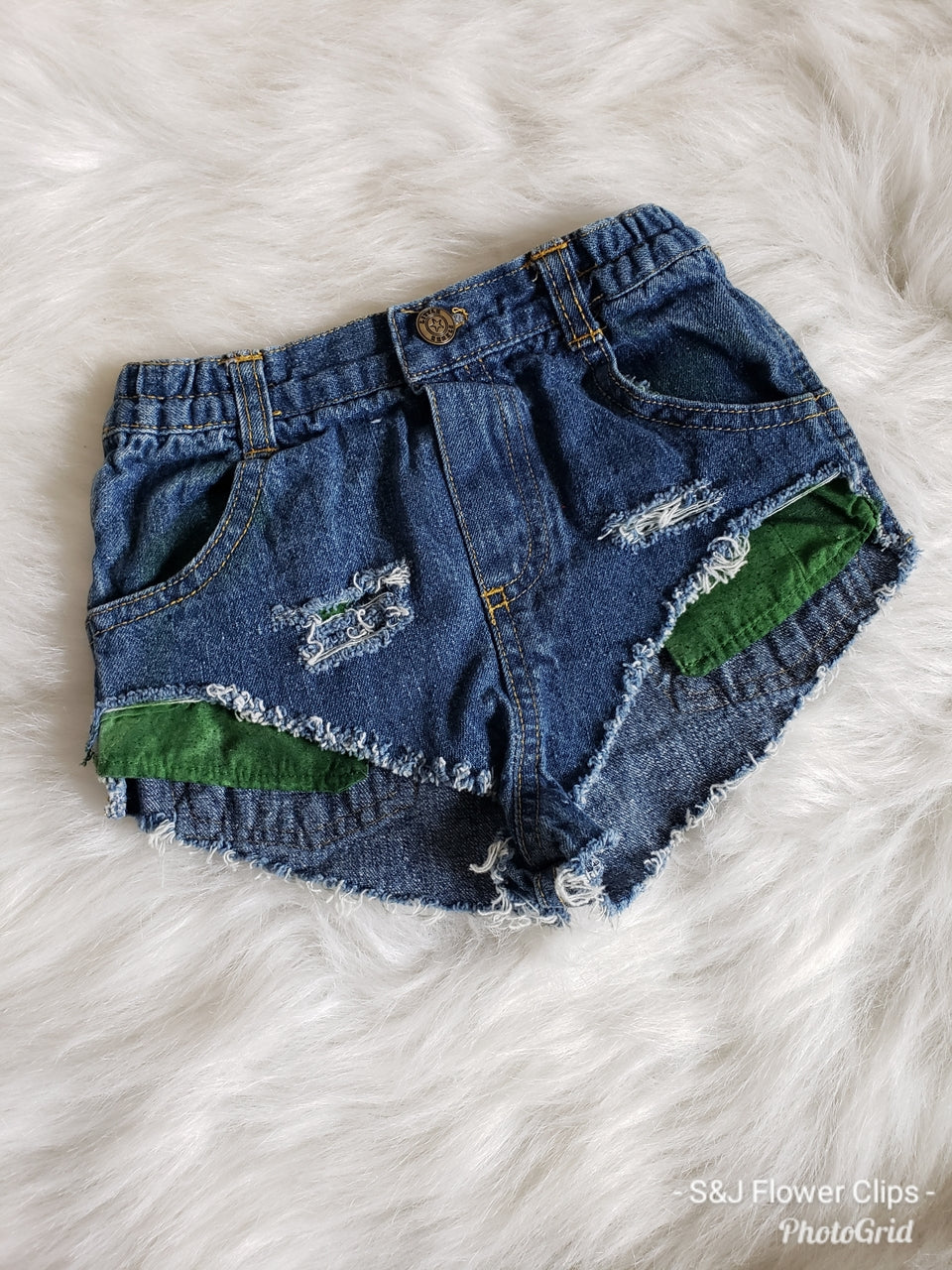 Green Pocket Distressed Shorties