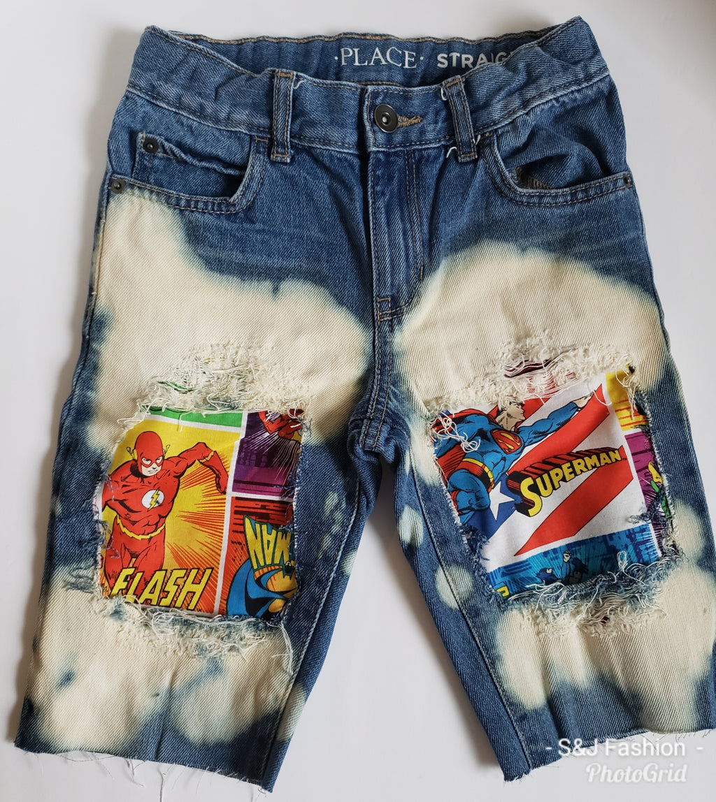 Superhero Boys Distressed Jeans Shorts