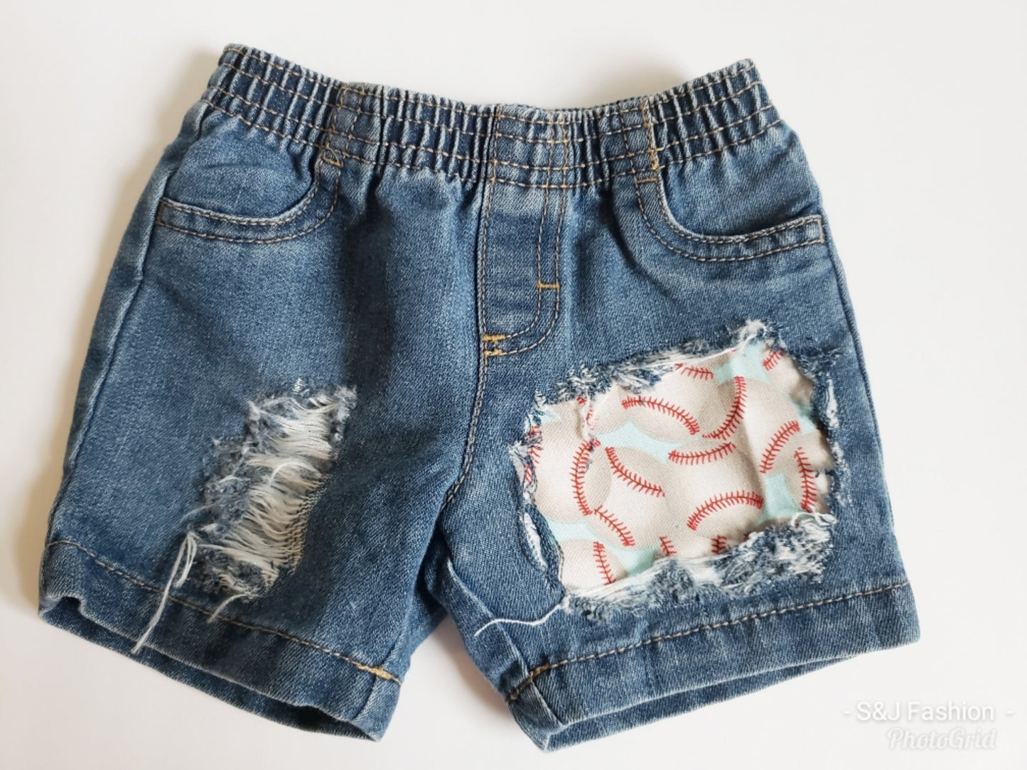 Baseball Boys Distressed Jeans Shorts