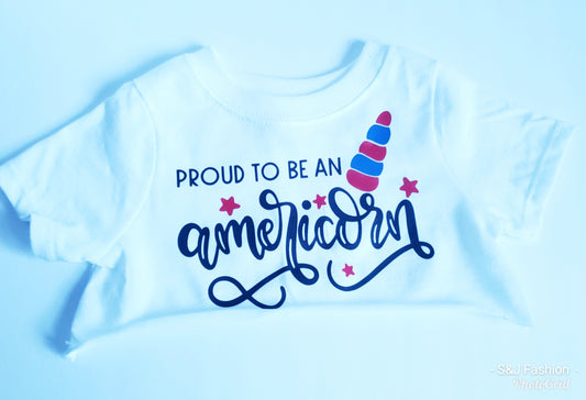 Proud to be Americorn 4th of July Girls Shirt