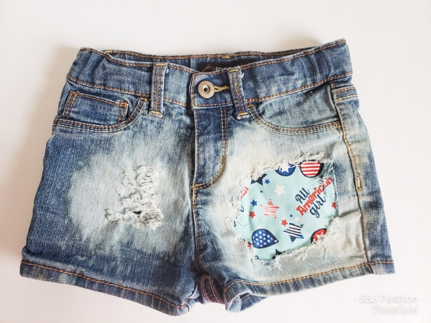 All American Girl Distressed Jeans Shorts 4th Of July