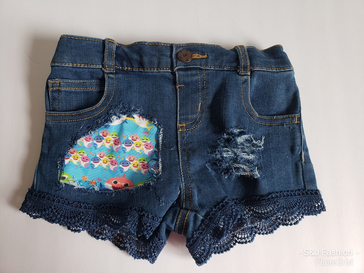 Baby Shark Doo Doo Doo Girls Distressed Jeans Shorts Boys Distressed Jeanals