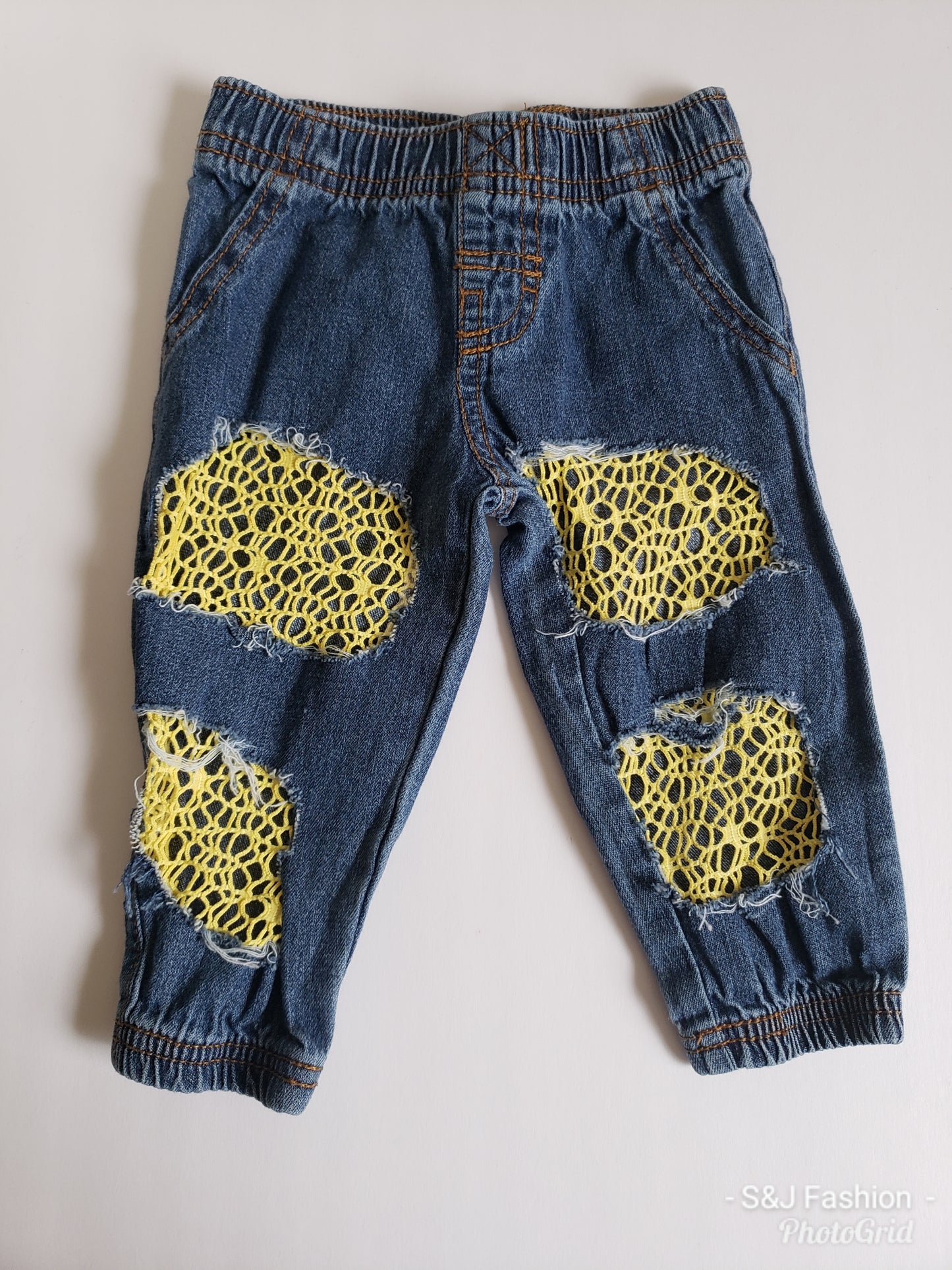 Honey Fish-Net Girls Distressed Jeans