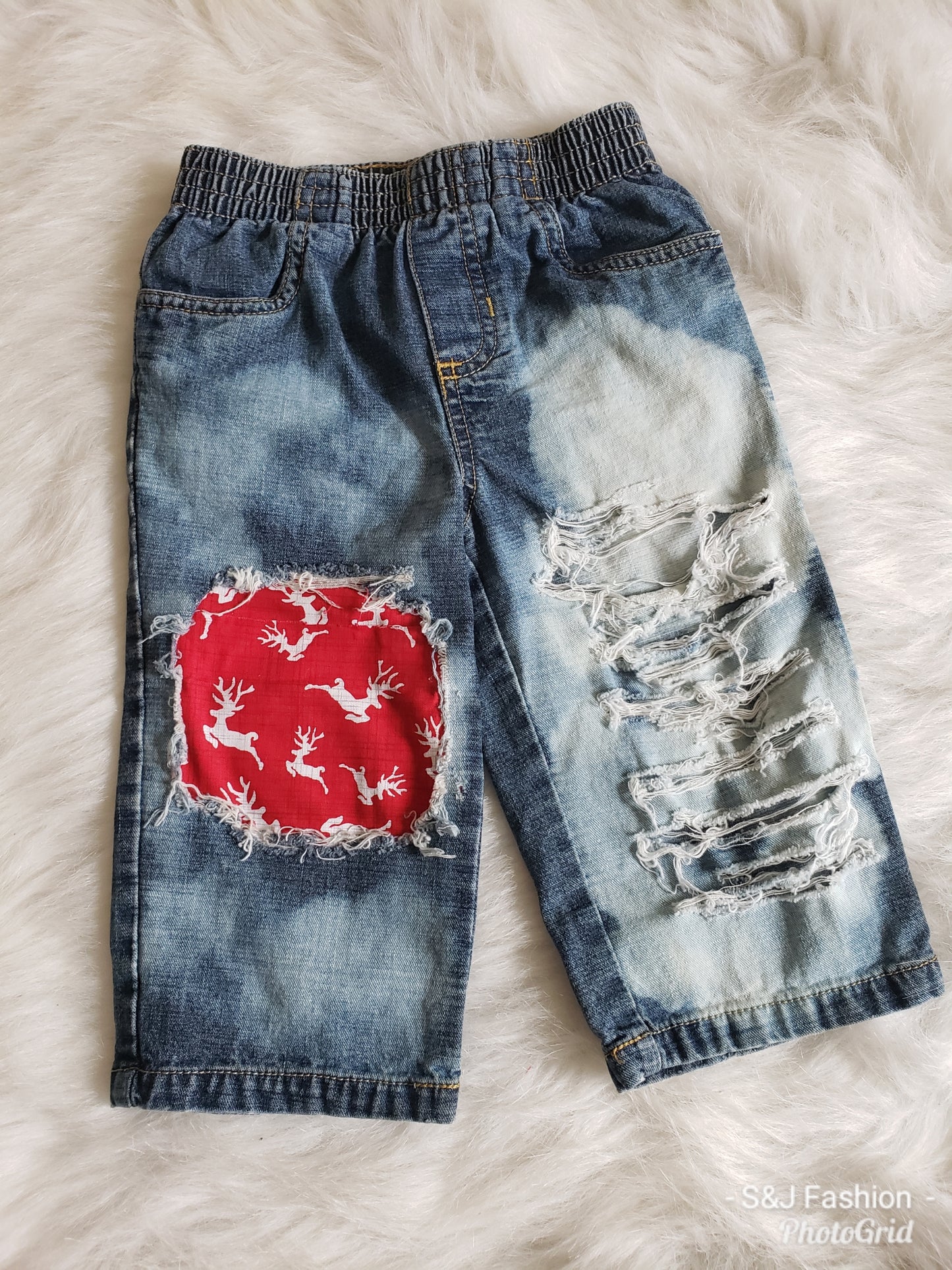 Red Deers Boys Distressed Jeans Christmas