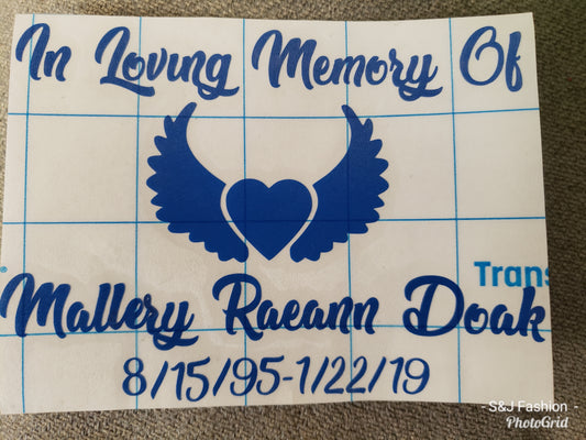 Personalized Car Decals in memory of mallory
