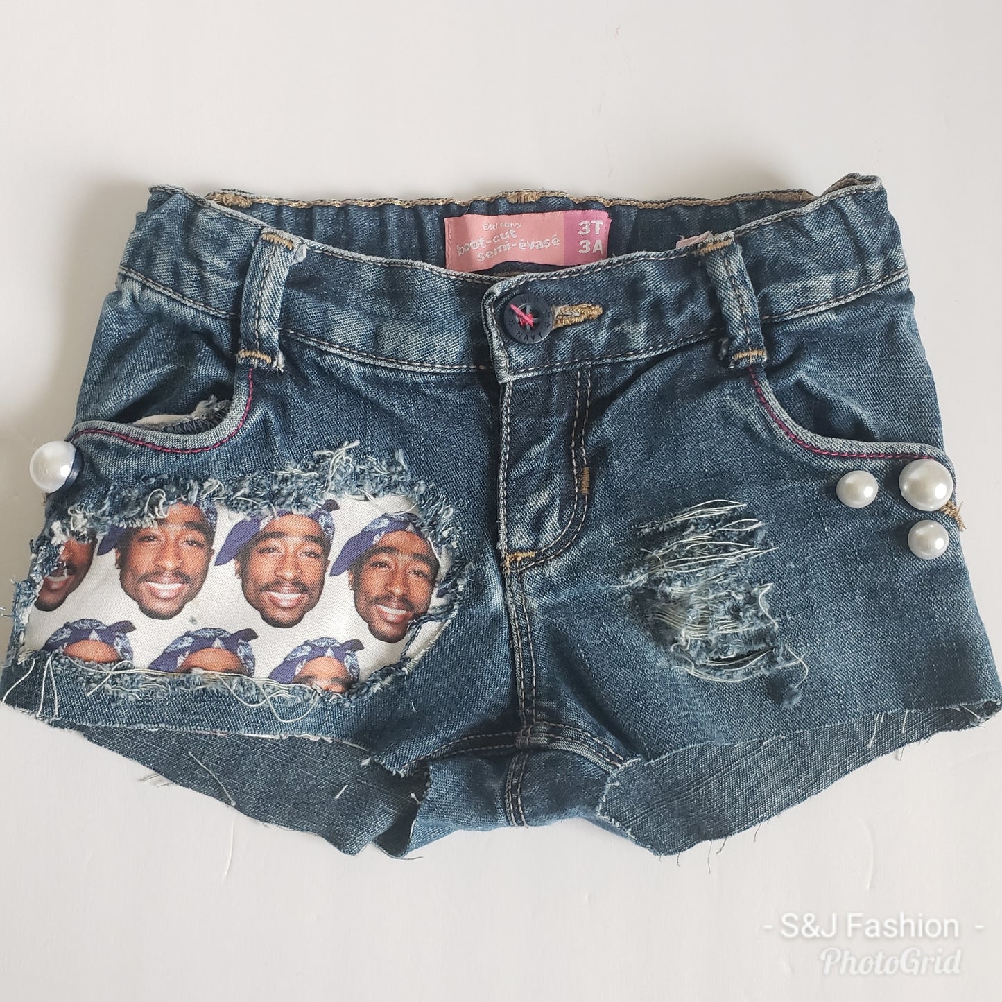 Tupac Girls Distressed Jeans Shorts