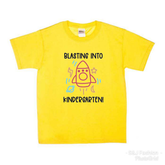 Blasting into Kindergarten (ANY GRADE) Boys Shirt Girls Shirt Back to School