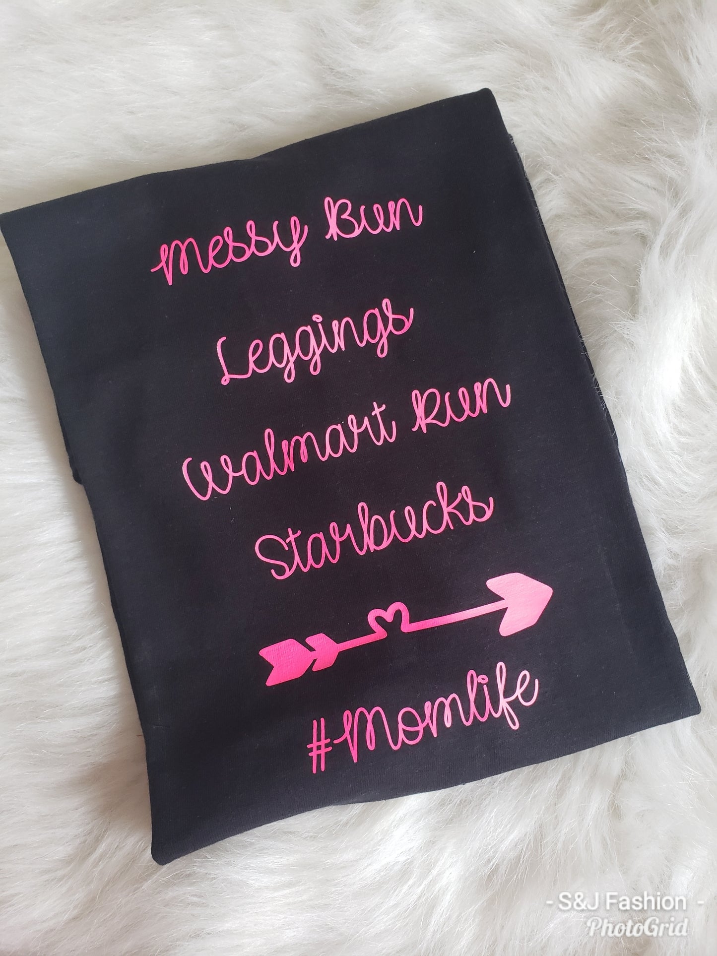 Messy Bun Leggings Walmart Run Starbucks #momlife Ladies Shirt