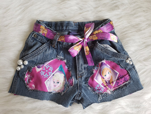 Girls Fozen Distressed Shorts