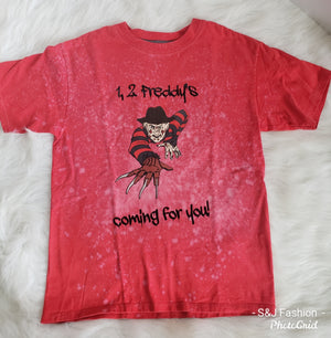 Red Acid Halloween Shirt "1,2, Freddy's Coming for you" Boys Shirt Girls Shirt