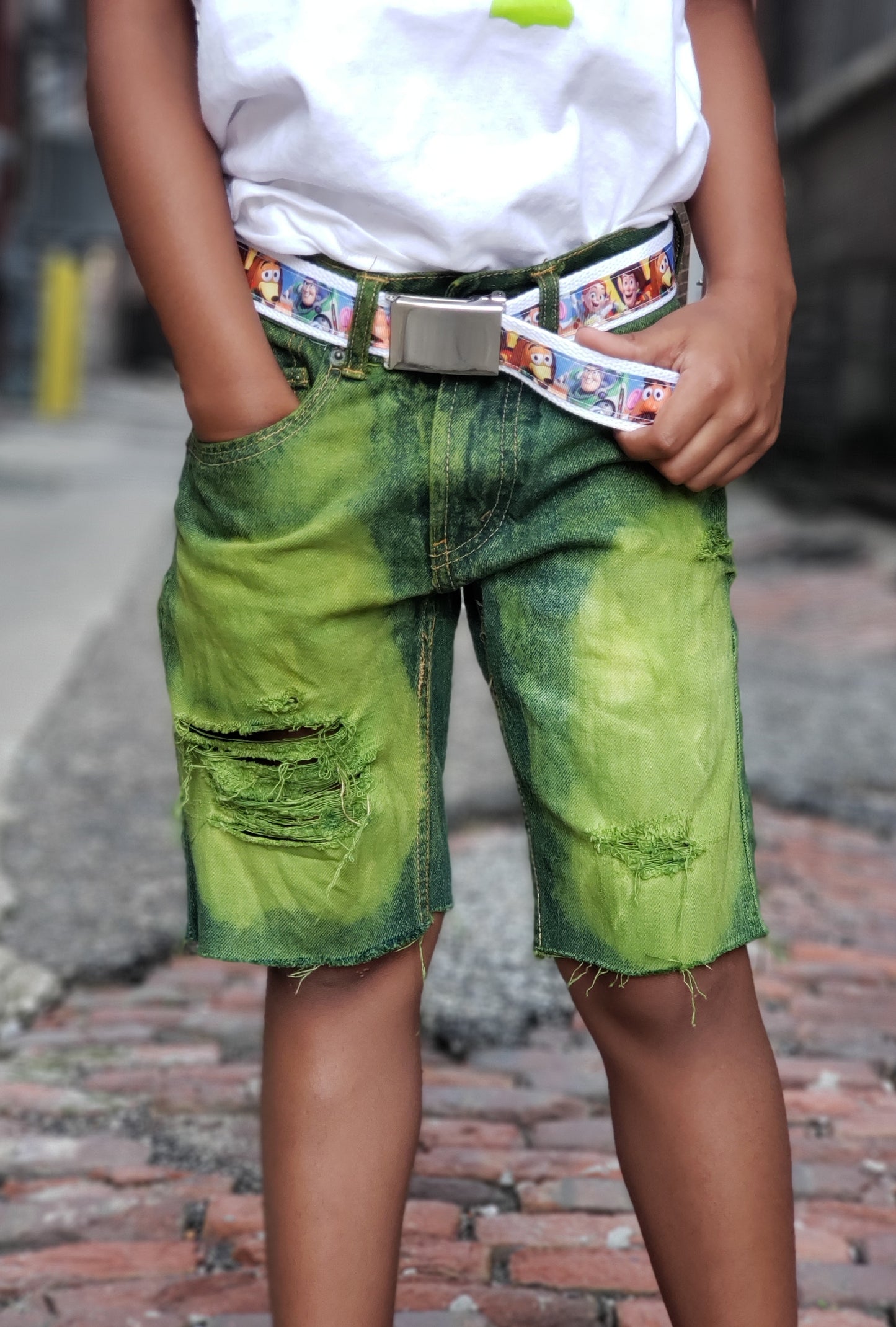 Boys Distressed Jeans Shorts Toy Story