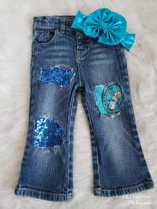 Frozen Elsa Girls Distressed Jeans  Disney