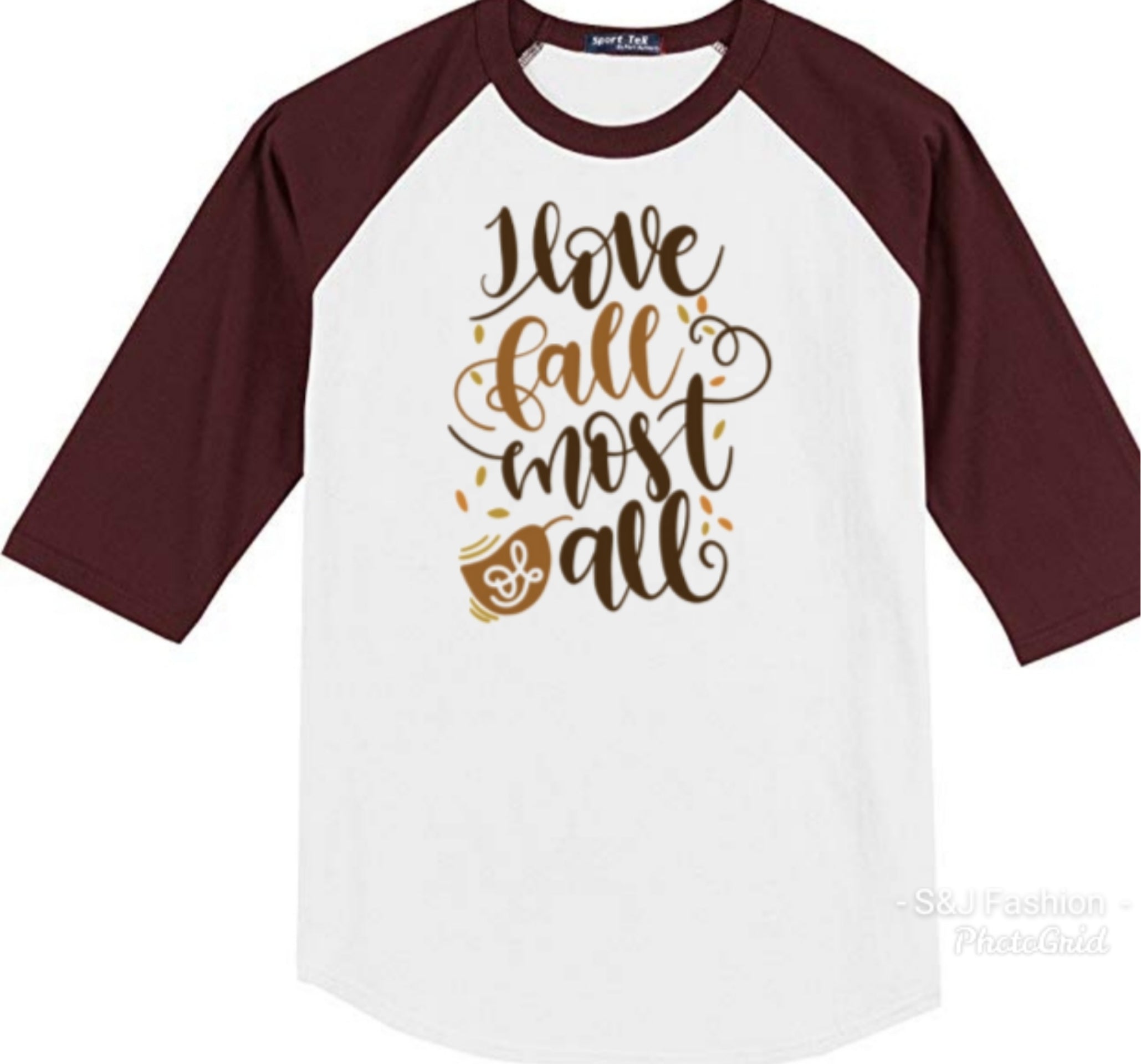 I love Fall most of all Raglan Girls Shirt Boys Shirt Ladies Shirt