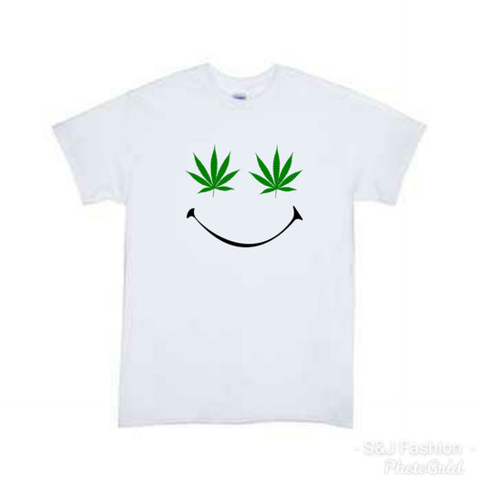 Marijuana Smiley Face Adults Ladies Shirt Mens Shirt