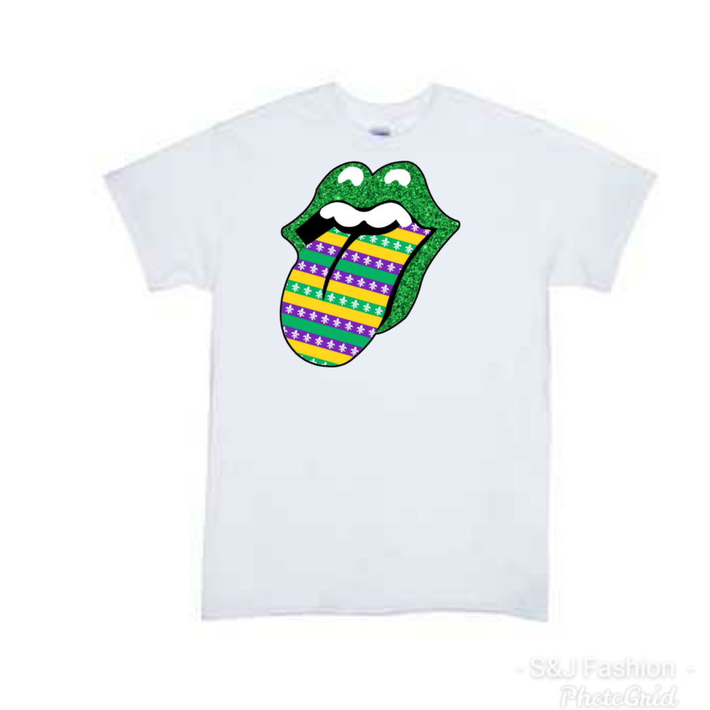 Mardi Gras Green Tounge Boys Shirt Girls Shirt