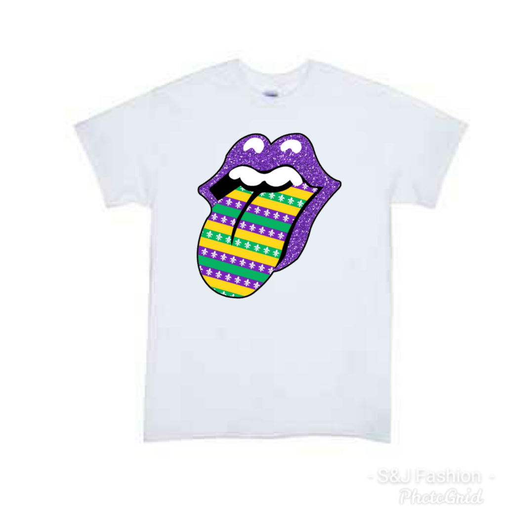 Mardi Gras Purple Tounge Boys Shirt Girls Shirt