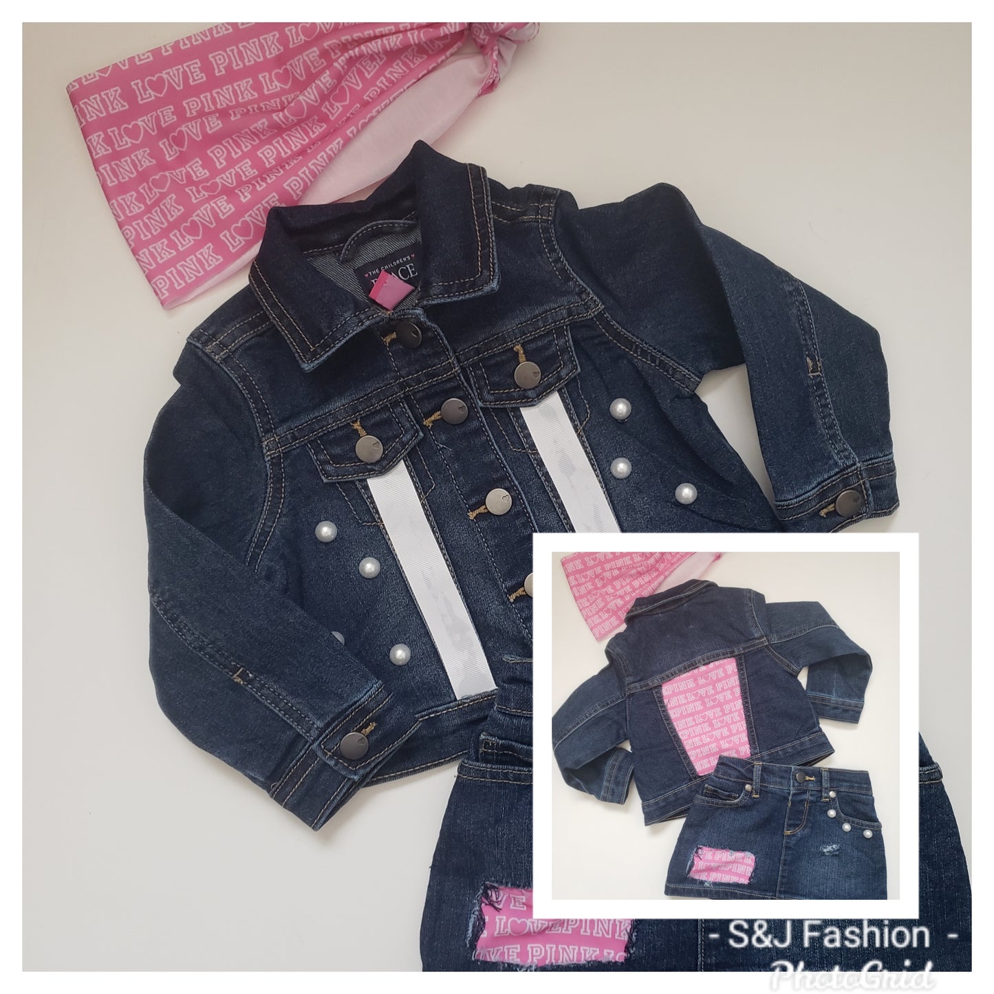 VS Pink Denim Outfit Sets Girls