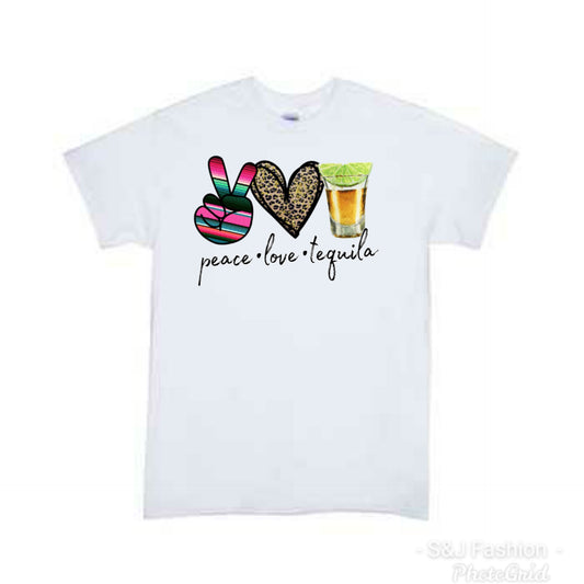 Peace Love Tequila Cinco de mayo adult Ladies Shirt mens Shirt