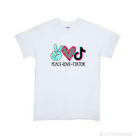 Peace Love TikToc Girls Shirt boys Shirt
