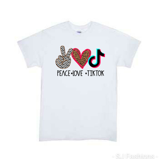 Peace Love TikToc Girls Shirt boys Shirt
