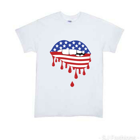 Dripping Lips ladies shirt  Girls Shirt 4th of july