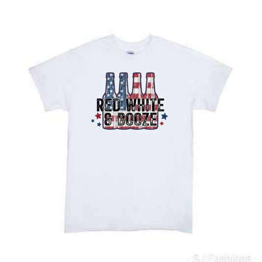 Red White Booze 4th of July Ladies Shirt Mens Shirt