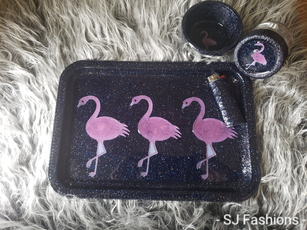 Flamingos Rolling Trays 4pc