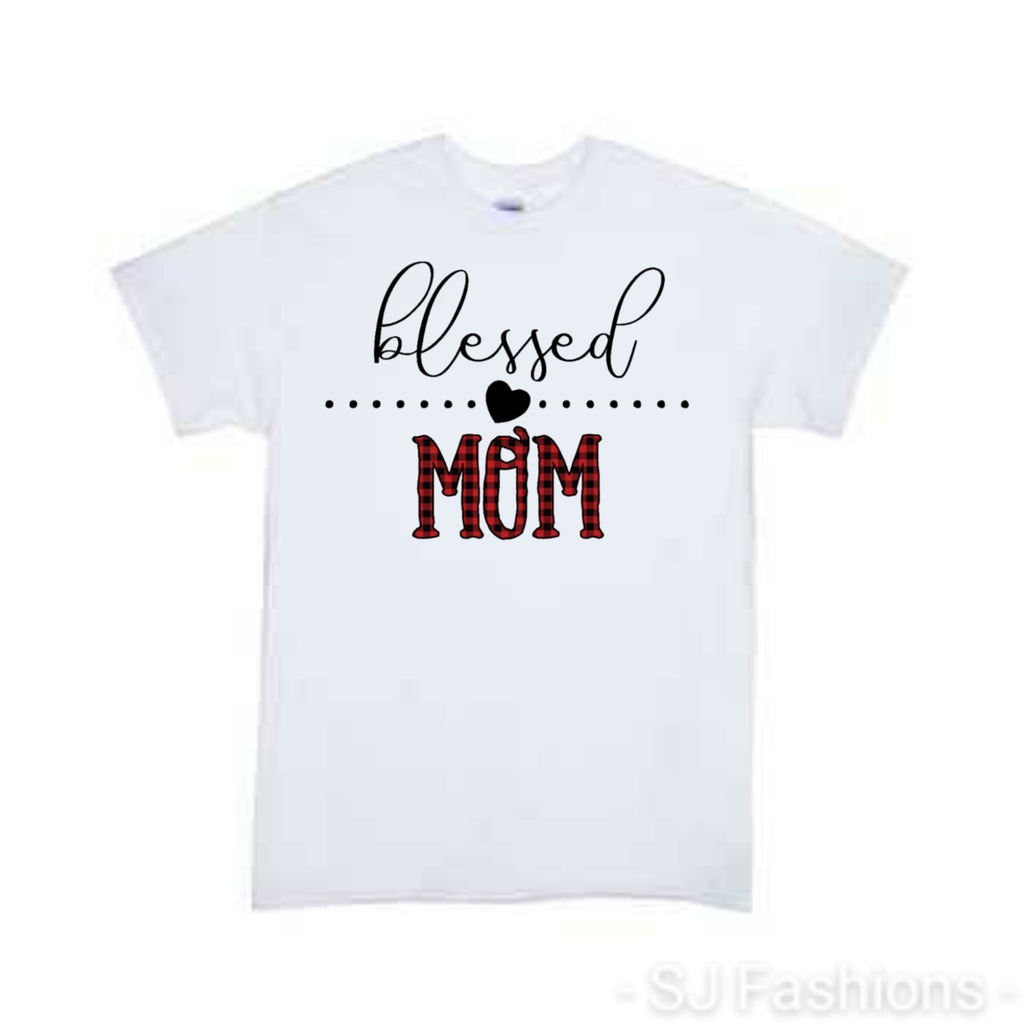 Blessed mom buffalo plaid christmas Ladies Shirt