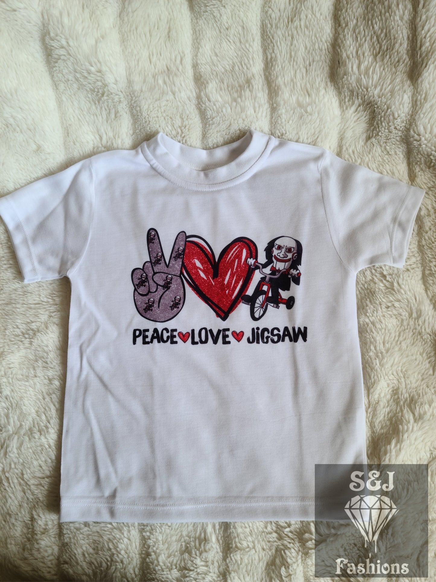 Peace Love Jigsaw Halloween Girls Shirt Boys Shirt