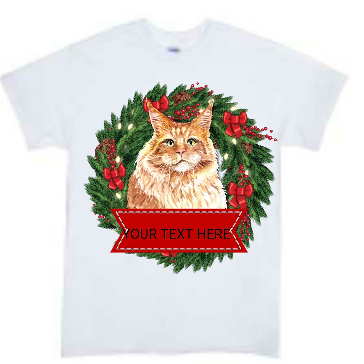 Christmas Cat Personalized Boys Shirt Girls Shirt Ladies Shirt Mens Shirt