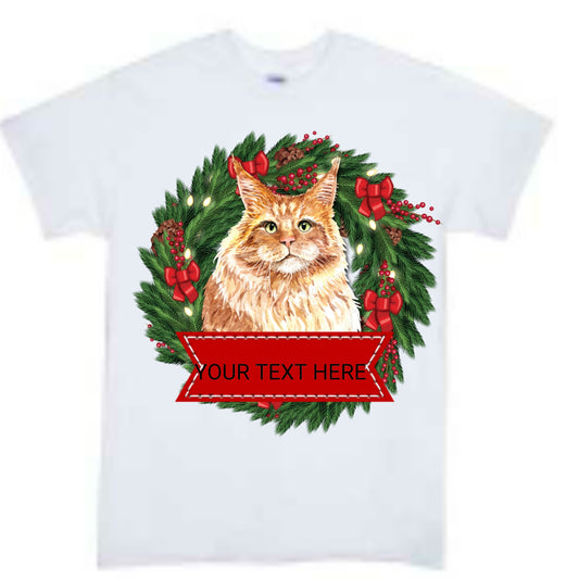 Christmas Cat Personalized Boys Shirt Girls Shirt Ladies Shirt Mens Shirt
