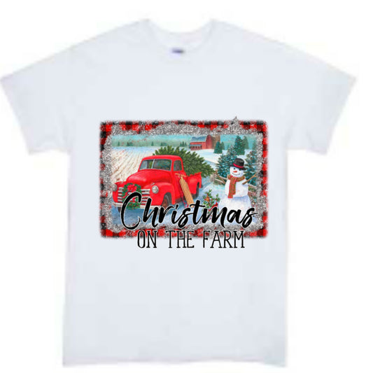 Christmas on the farm Boys Shirt Girls Shirt Ladies Shirt Mens Shirt