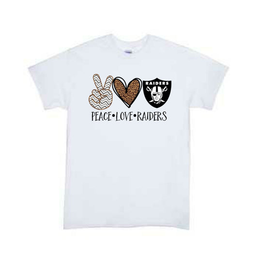 Peace Love Raiders NFL Football Girls Shirt Ladies Shirt Boys Shirt Mens shirt