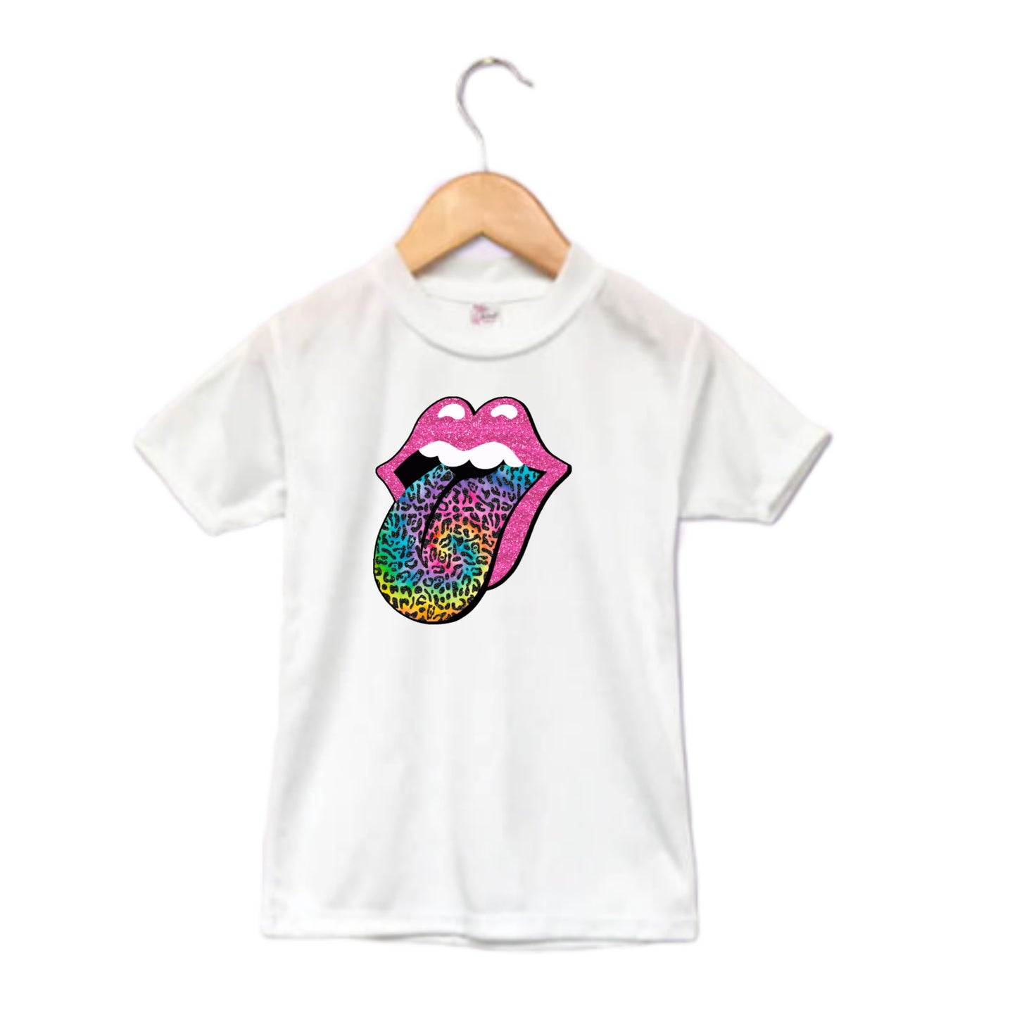 Rock n Roll Rolling Stones Leopard Tongue Girls Shirt