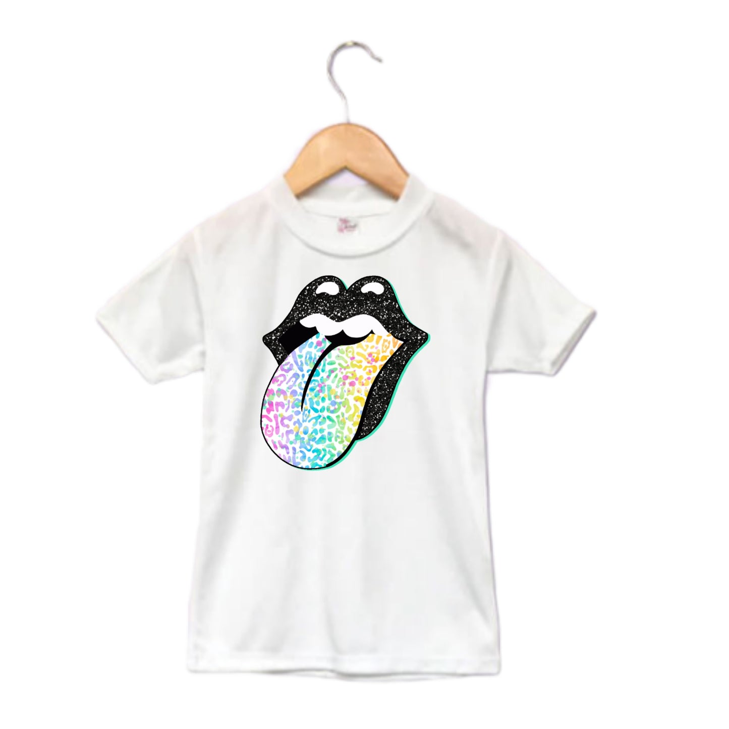 Rock n Roll Rolling Stones Leopard Tongue Girls Shirt