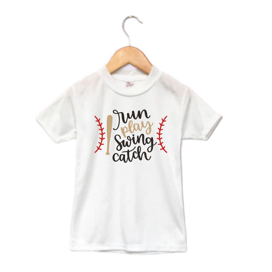 Run Play Swing Catch Baseball Boys Shirt Girls Shirt