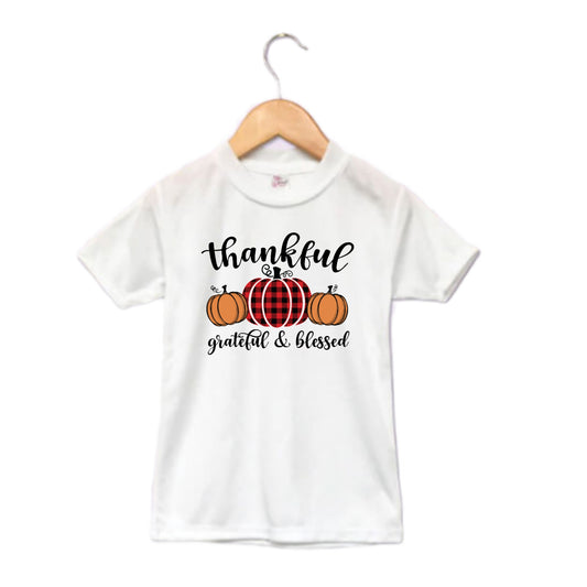 Thankful Grateful & Blessed Fall Girls Shirt Ladies Shirt Boys Shirt