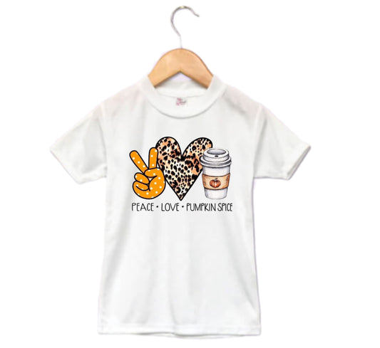 Peace Love Pumpkin Spice Fall Girls Shirt Ladies Shirt