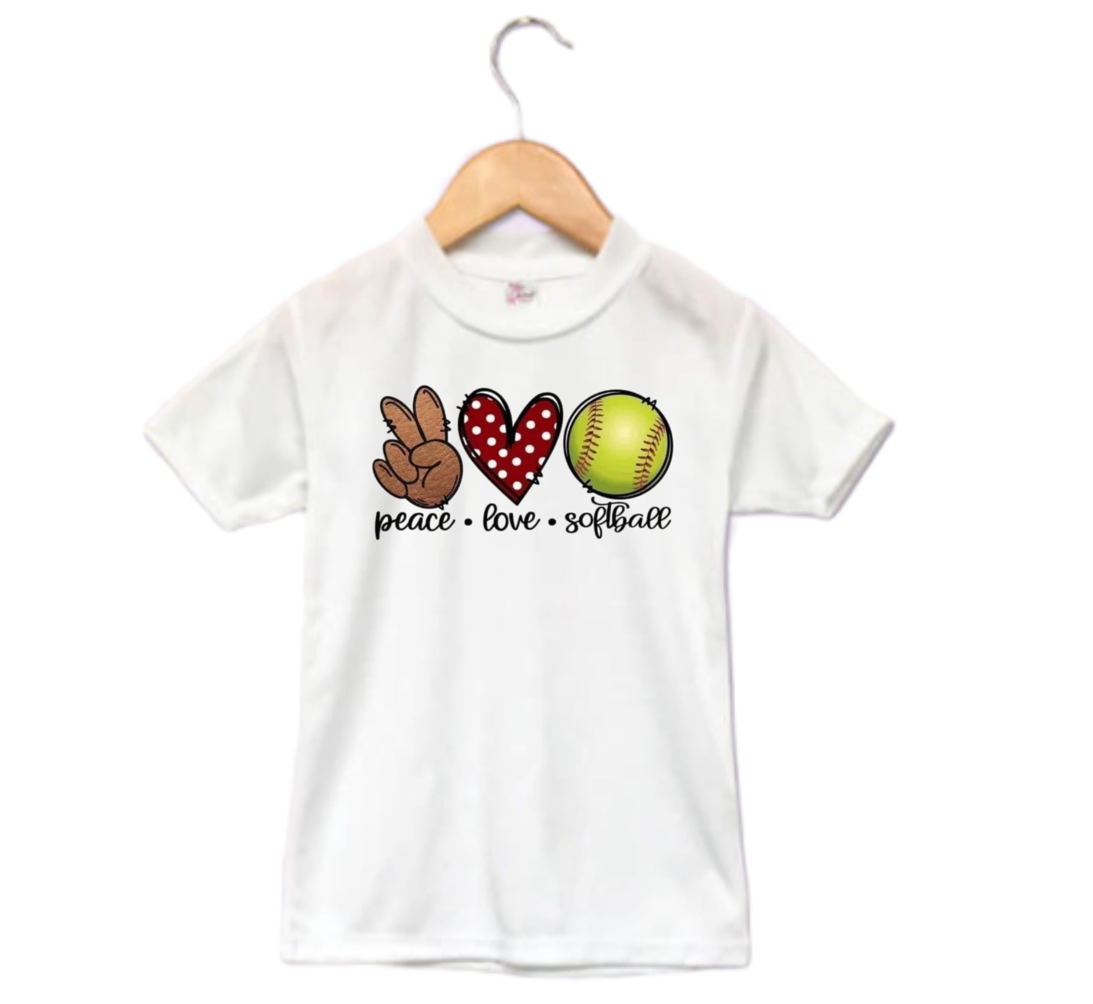 Peace Love Softball Ladies Shirt Girls Shirt