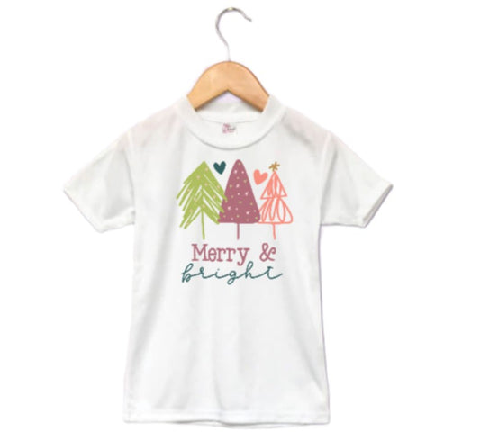 Merry & Bright Christmas Girls Shirt Ladies Shirt