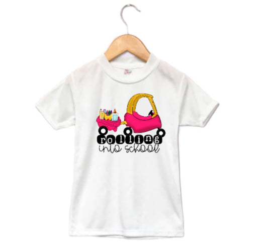 Rolling into School Girls Shirt Back to School