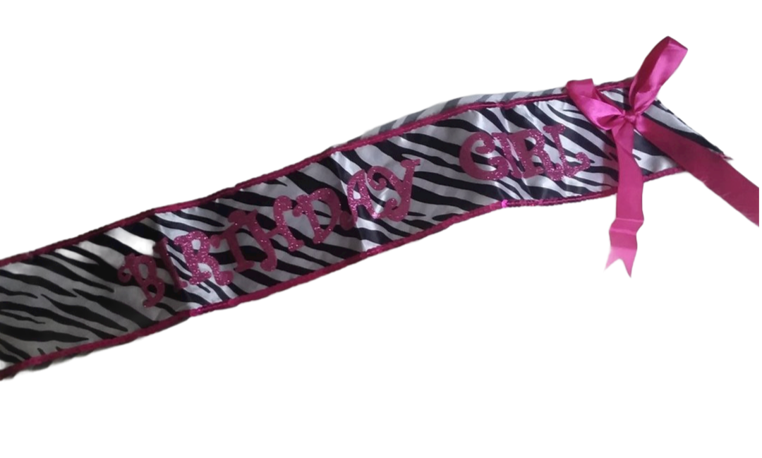 Zebra Birthday Girl Sash Discontinued RTS